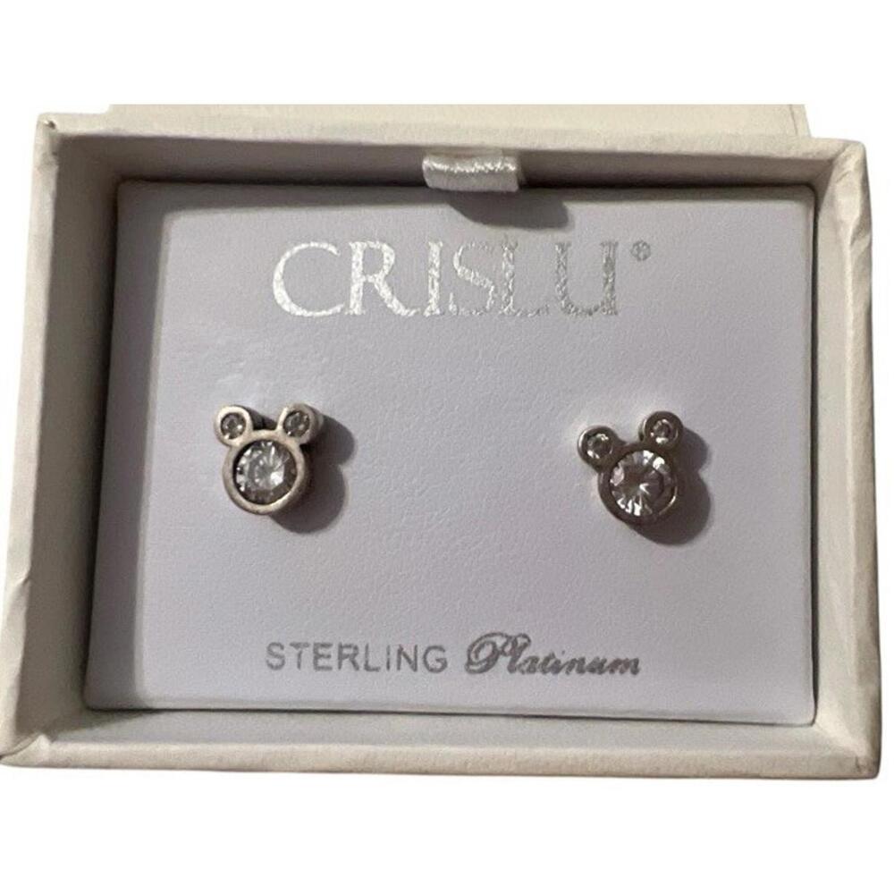 Disney Parks CRISLU Mickey Mouse Sterling 925 Post Earrings‎